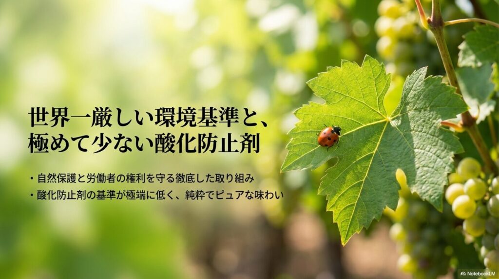 世界一厳しい環境基準と極めて少ない酸化防止剤