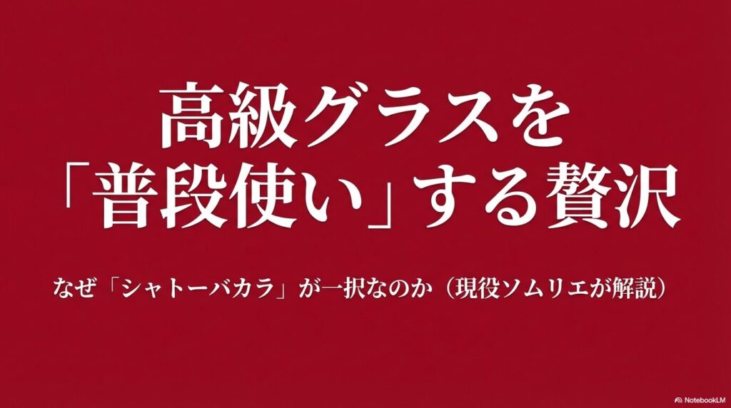 高級グラスを「普段使い」する贅沢。なぜシャトーバカラが一択なのかを現役ソムリエが解説するタイトル画像