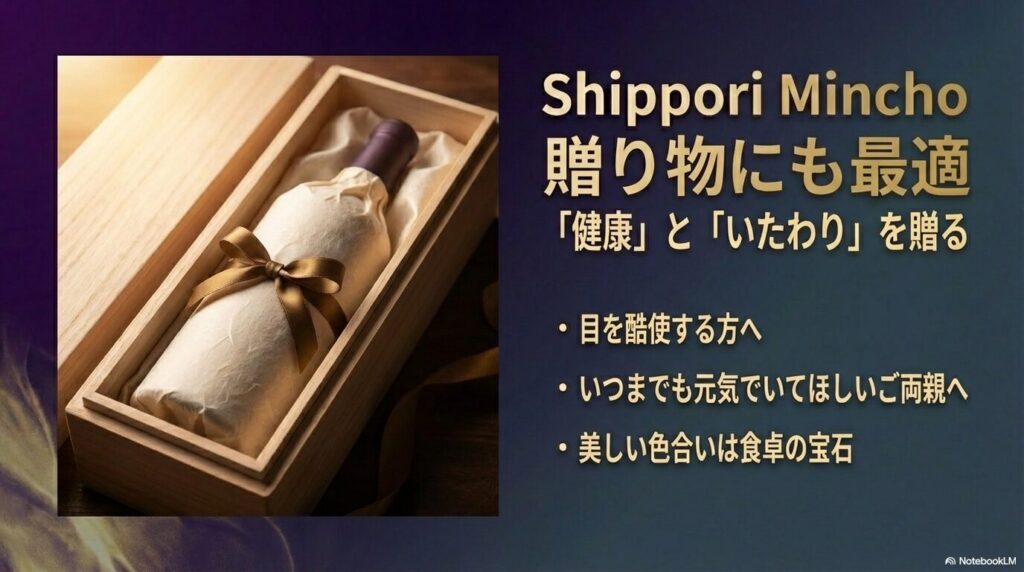 目を酷使する方やご両親へ、食卓を宝石のように彩る美しいワインを贈る提案スライド