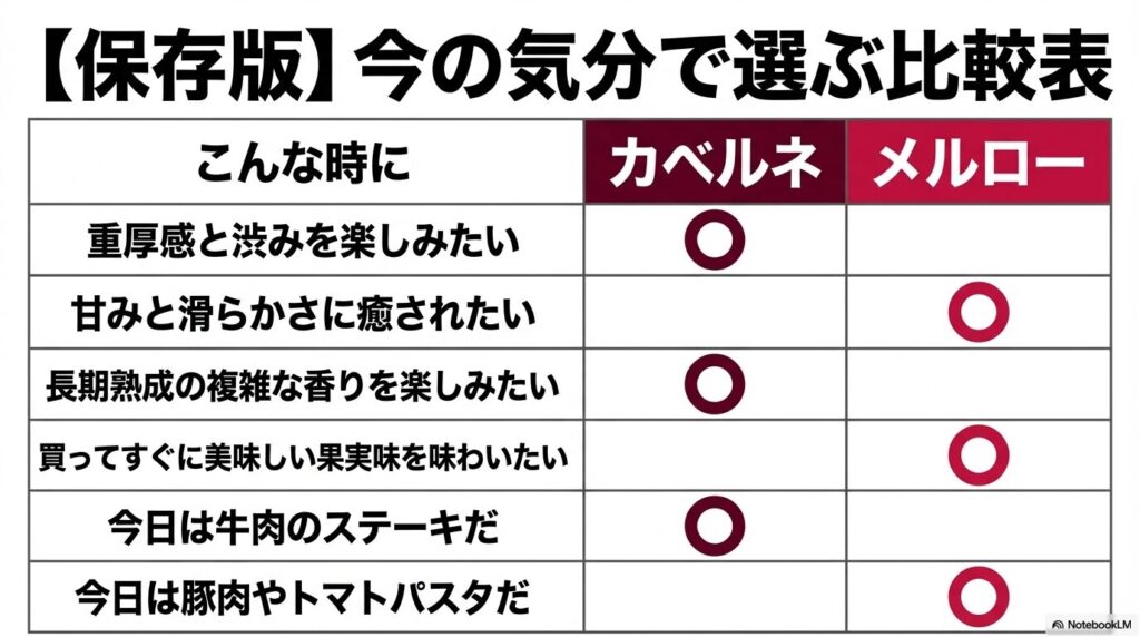 迷ったときに見返す比較リスト