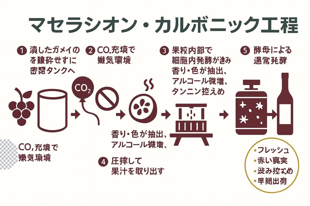 マセラシオン・カルボニックの工程図解