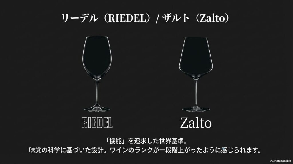 機能美と科学的設計を追求したリーデルとザルトの高級ワイングラスのイメージ