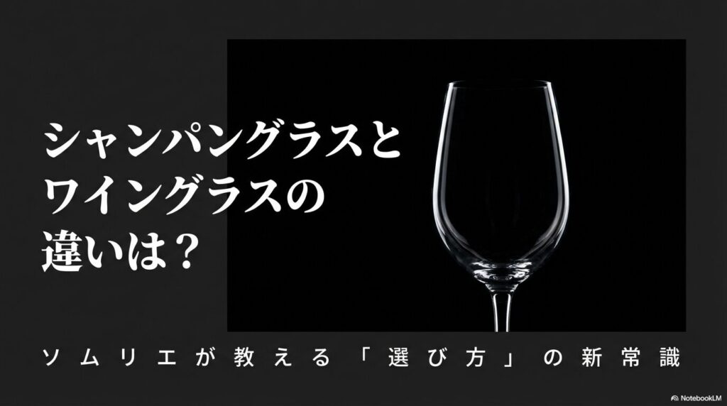 シャンパングラスとワイングラスの選び方の新常識を紹介するタイトルスライド