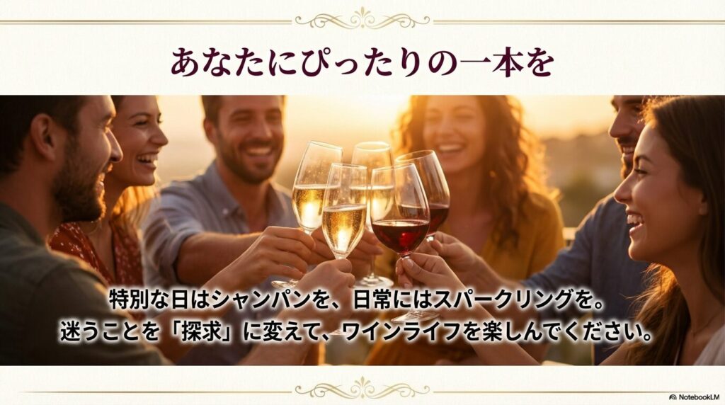 迷いを「探求」に変えてワインを楽しむためのエールメッセージ