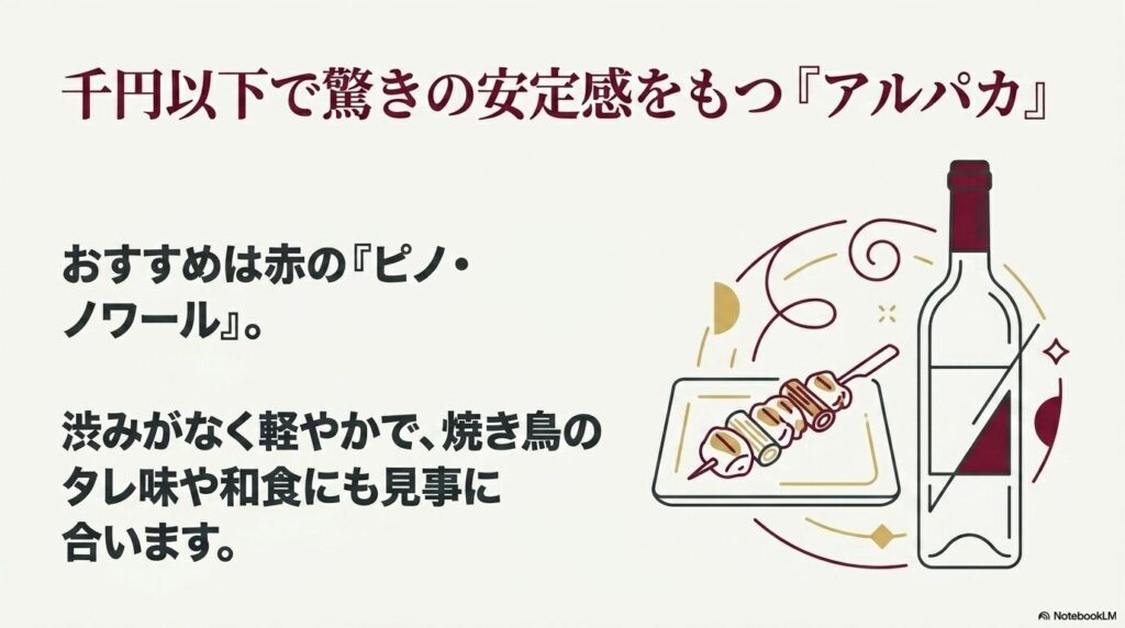 焼き鳥や和食に合うアルパカのピノ・ノワール