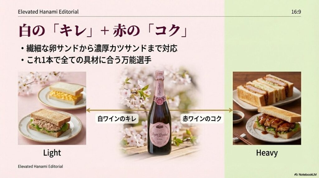 繊細な卵サンドから濃厚なカツサンドまで、1本で対応できるロゼの万能性