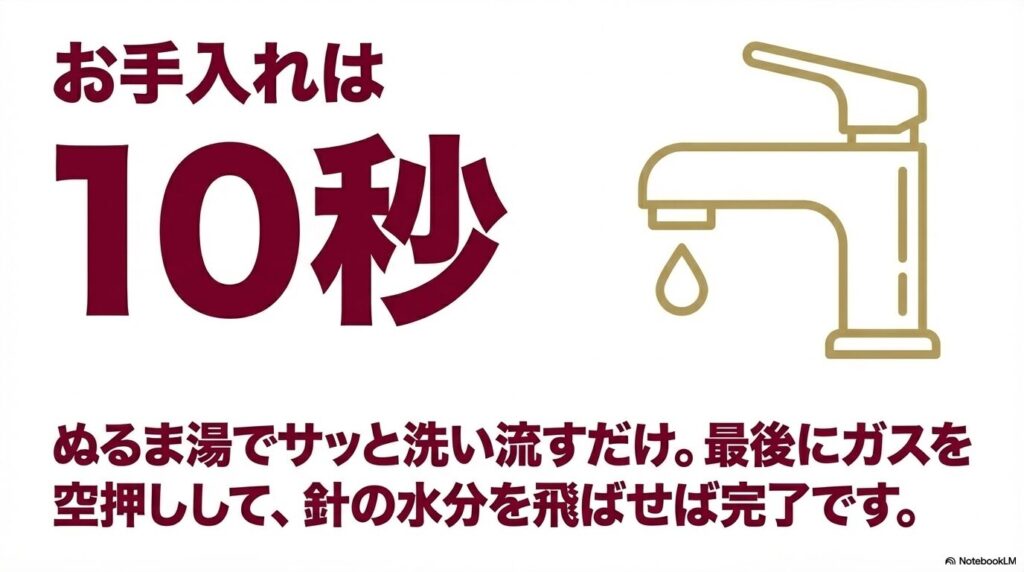 コラヴァンのお手入れはぬるま湯で洗い流すだけの10秒で完了