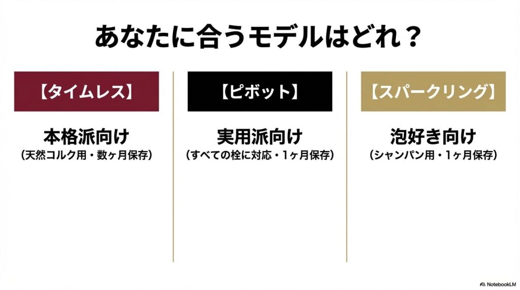タイムレス・ピボット・スパークリングのコラヴァン各モデル比較
