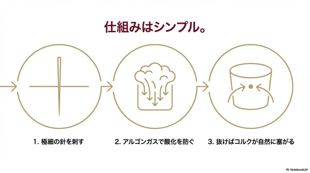 コラヴァンでコルクを抜かずにワインを注ぐ3つのシンプルな仕組み