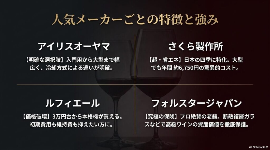 アイリスオーヤマ、さくら製作所、ルフィエール、フォルスタージャパンの人気メーカー4社の特徴と強みのまとめ