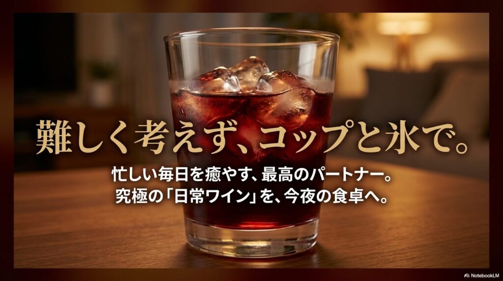 毎日の家飲みをもっと気軽に、もっと豊かにするために、いつものコップに氷を入れて楽しむスタイルを提案