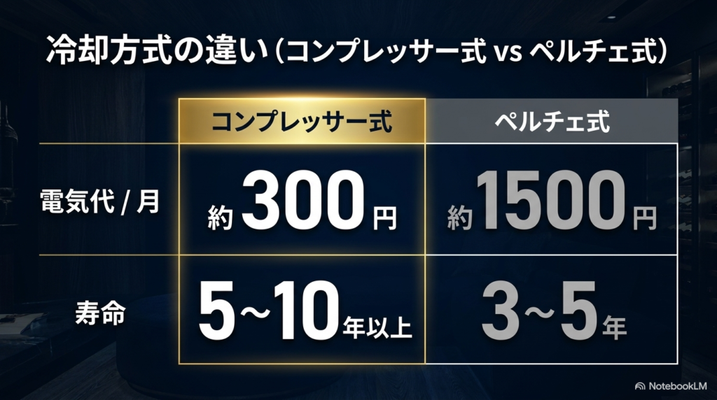 コンプレッサー式とペルチェ式の電気代