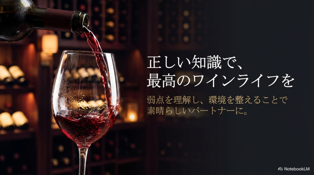 弱点を理解し環境を整えることで、ワインセラーが素晴らしいパートナーになるというメッセージ