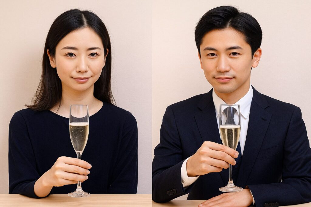 ワイングラスを持つ男女の所作の違い