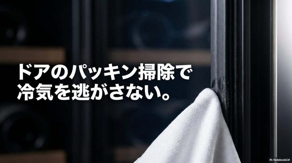 ワインセラーの気密性を保ち冷気を逃がさないためのドアパッキン掃除
