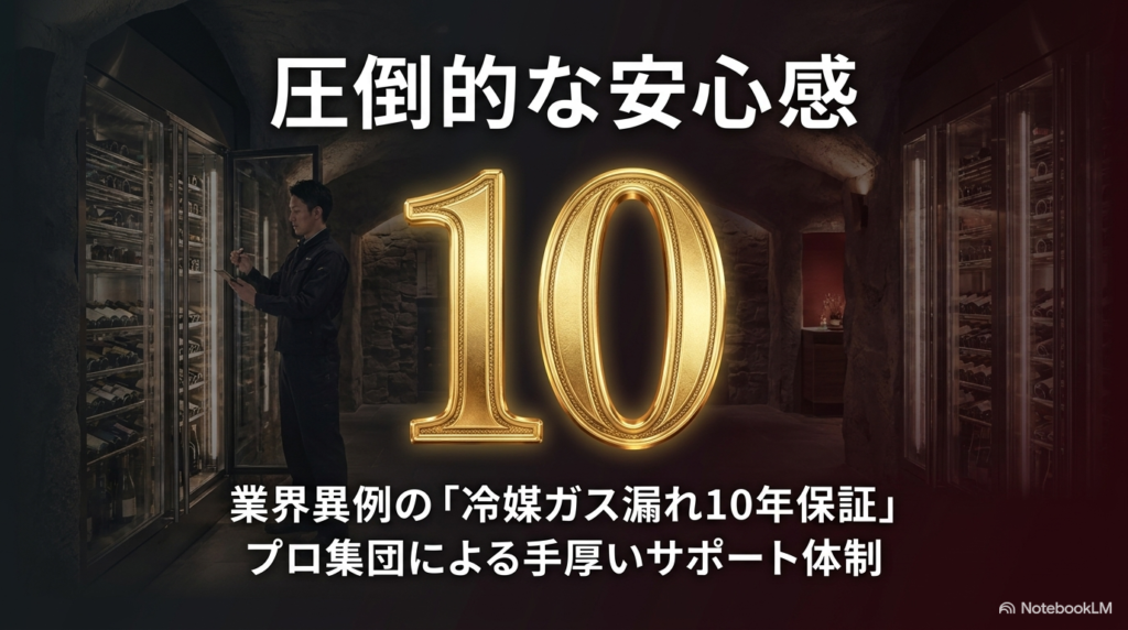 業界異例の冷媒ガス漏れ10年保証と、プロ集団による手厚いサポート体制による圧倒的な安心感