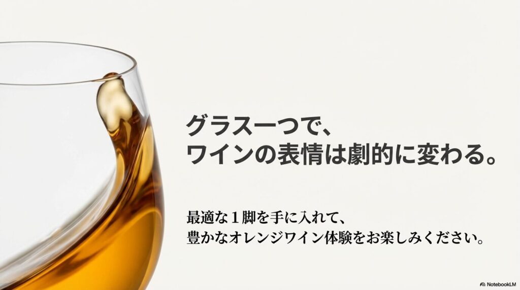 グラス一つでワインの表情は劇的に変わる。最適な1脚で豊かなオレンジワイン体験を