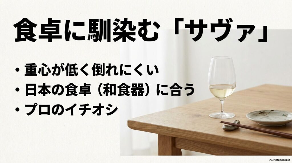 重心が低く倒れにくい、和食器にも合うサヴァシリーズのプロ推奨ポイント