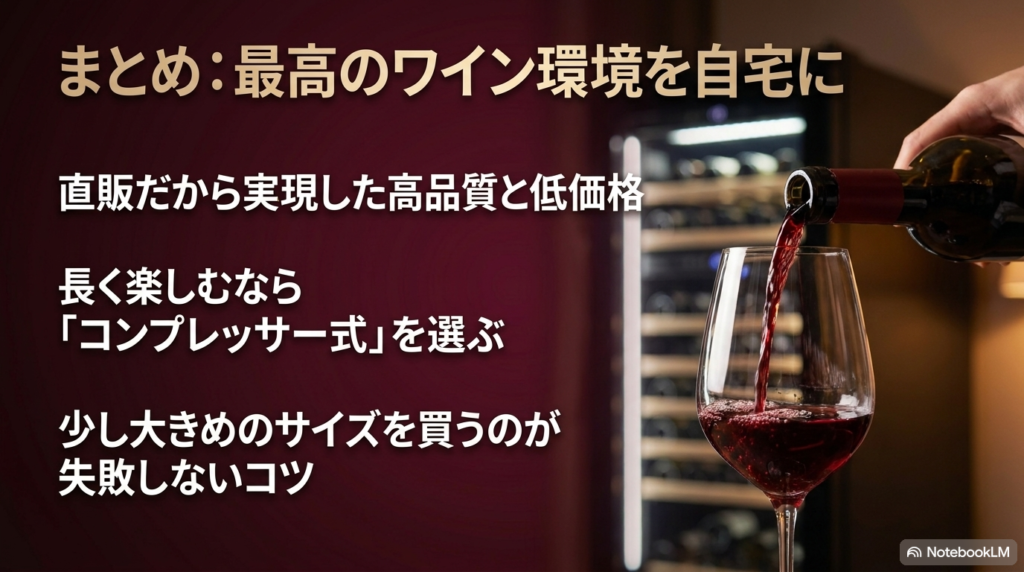 ルフィエールのワインセラー評判まとめ。直販による高品質と低価格、長く楽しむならコンプレッサー式を選び、少し大きめサイズを買うのが失敗しないコツ