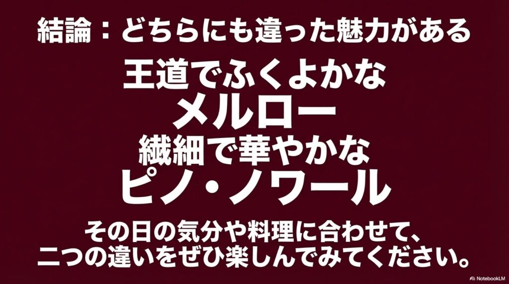 王道のメルローと繊細なピノ・ノワールの違った魅力
