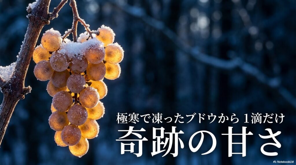 極寒で凍ったブドウから1滴だけ取れる奇跡の甘さが特徴です。