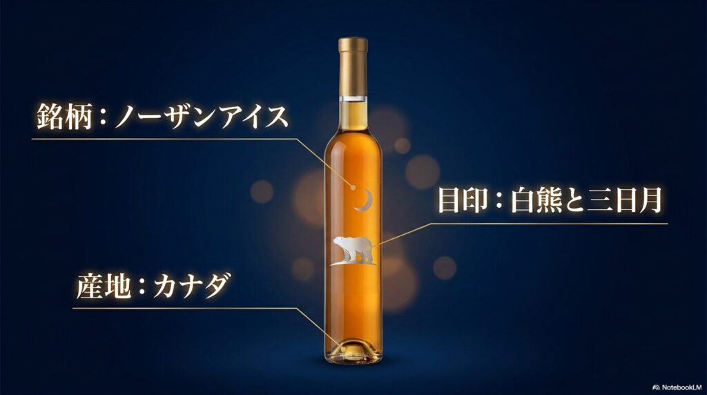 ドラマのアイスワインの銘柄はカナダ産ノーザンアイス。エチケットは白熊と三日月が目印です。