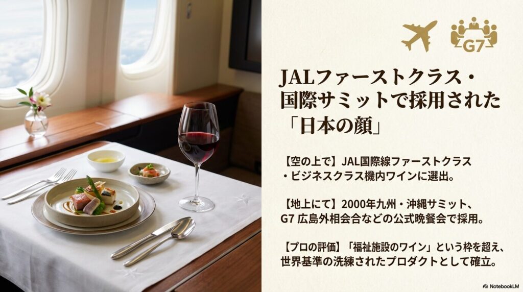 JALファーストクラスや国際サミットでの公式採用実績