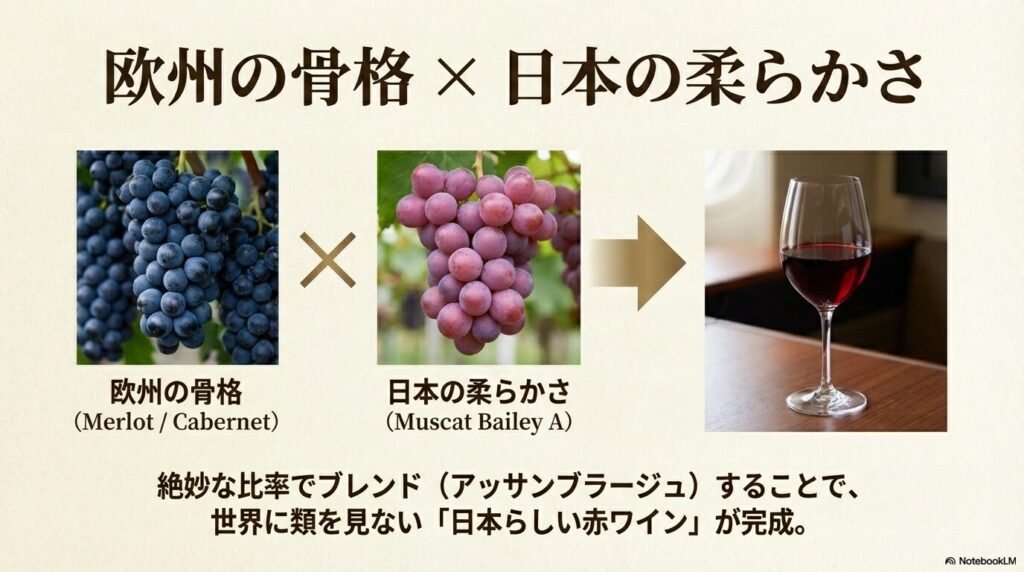 欧州品種の骨格と日本の柔らかさを融合したブレンド