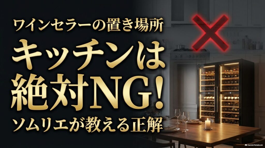 ワインセラーの置き場所にキッチンがNGな理由と正解の場所を解説するスライド