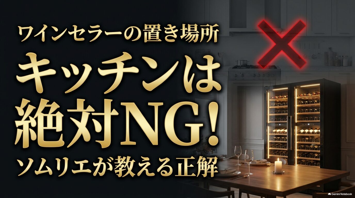 ワインセラーの置き場所にキッチンがNGな理由と正解の場所を解説するスライド