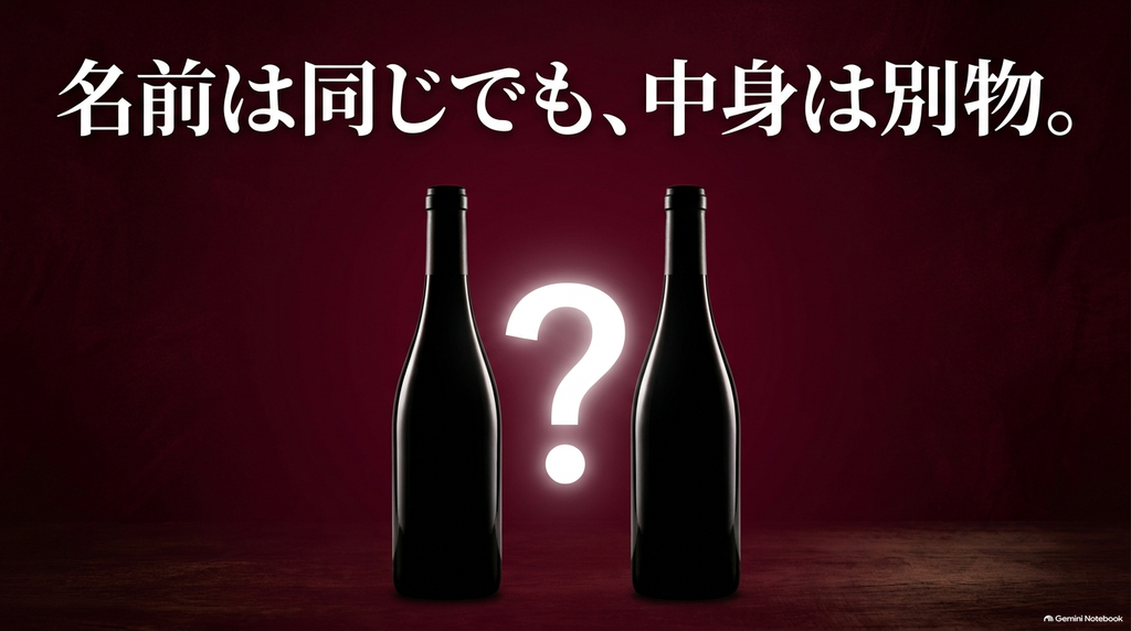プピーユは最高峰、シャトー・プピーユは定番ワインであり、名前は同じでも中身は別物であることを示すスライド