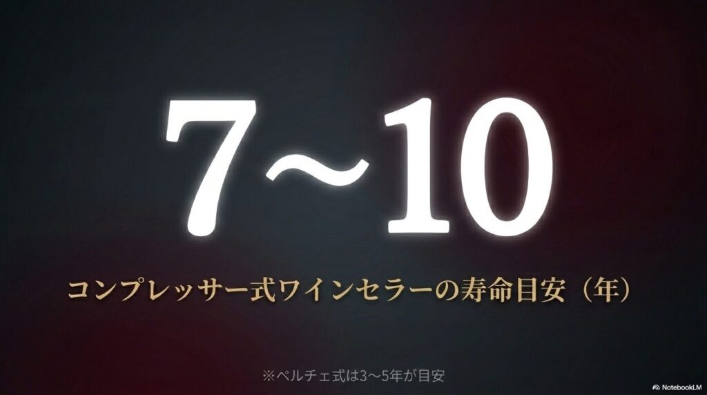コンプレッサー式ワインセラーの寿命目安は約7年から10年