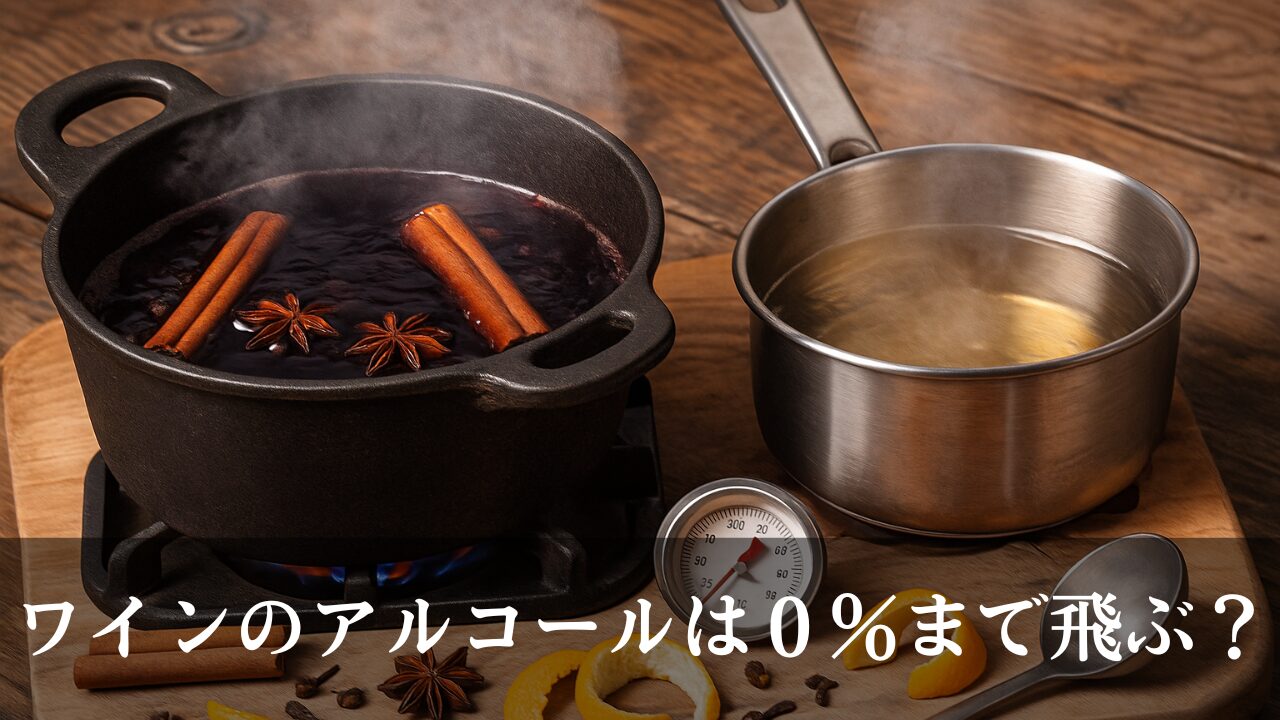 赤ワインと白ワインを加熱する鍋