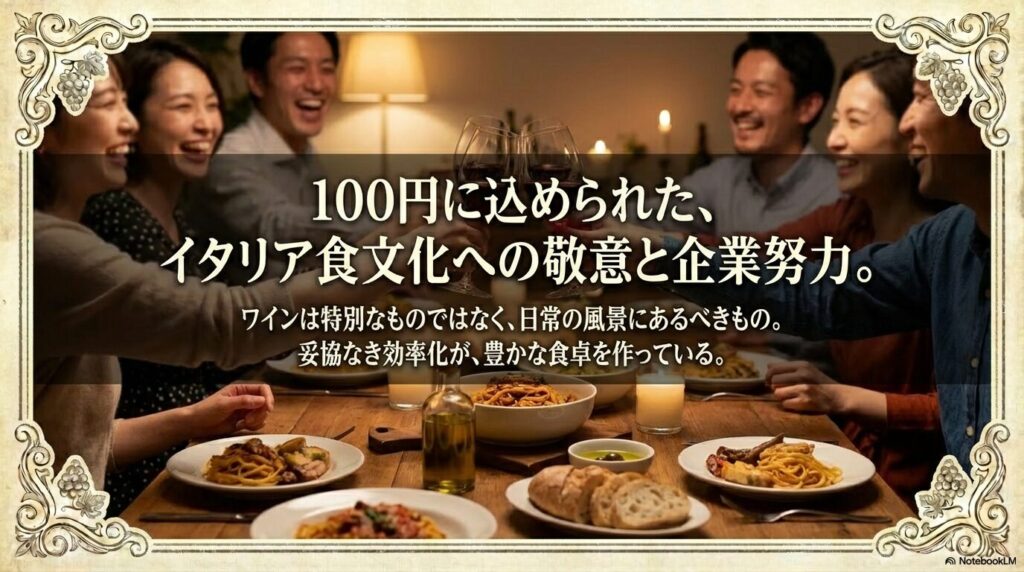妥協なき効率化が豊かな食卓を作っているというメッセージ