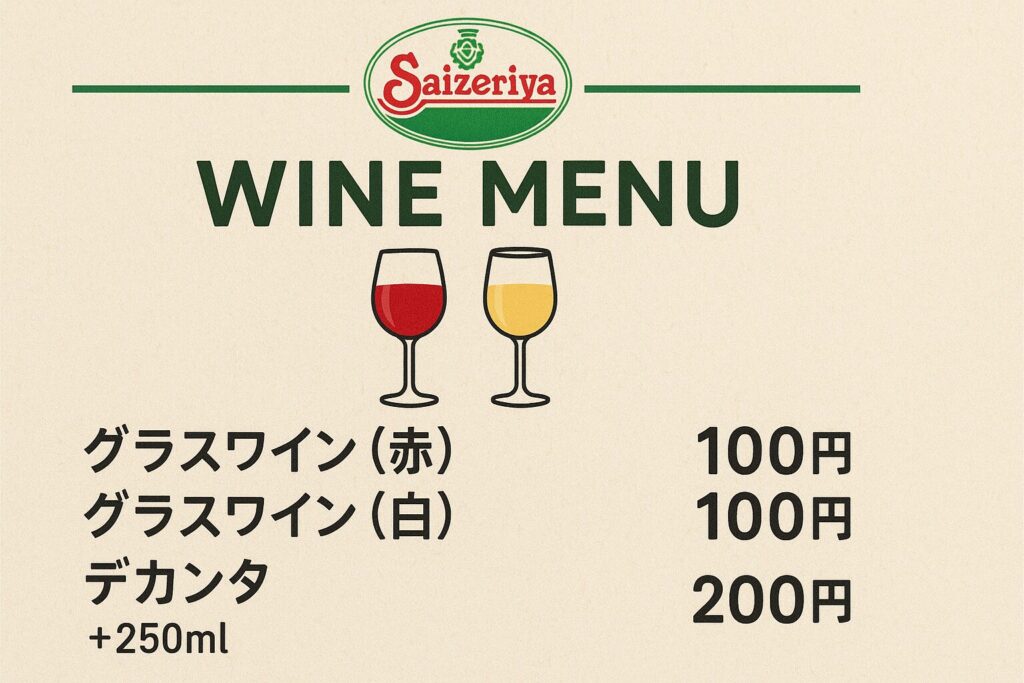 サイゼリア　ワイン　メニュー　イメージ