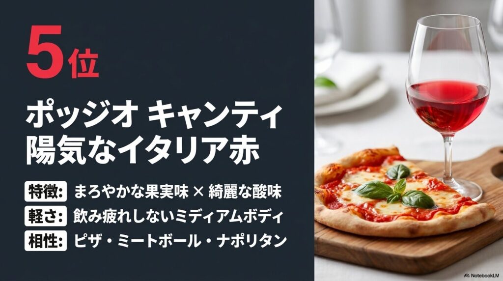 陽気なイタリア赤ワイン、ポッジオ・アル・ザーレ キャンティの特徴とペアリング