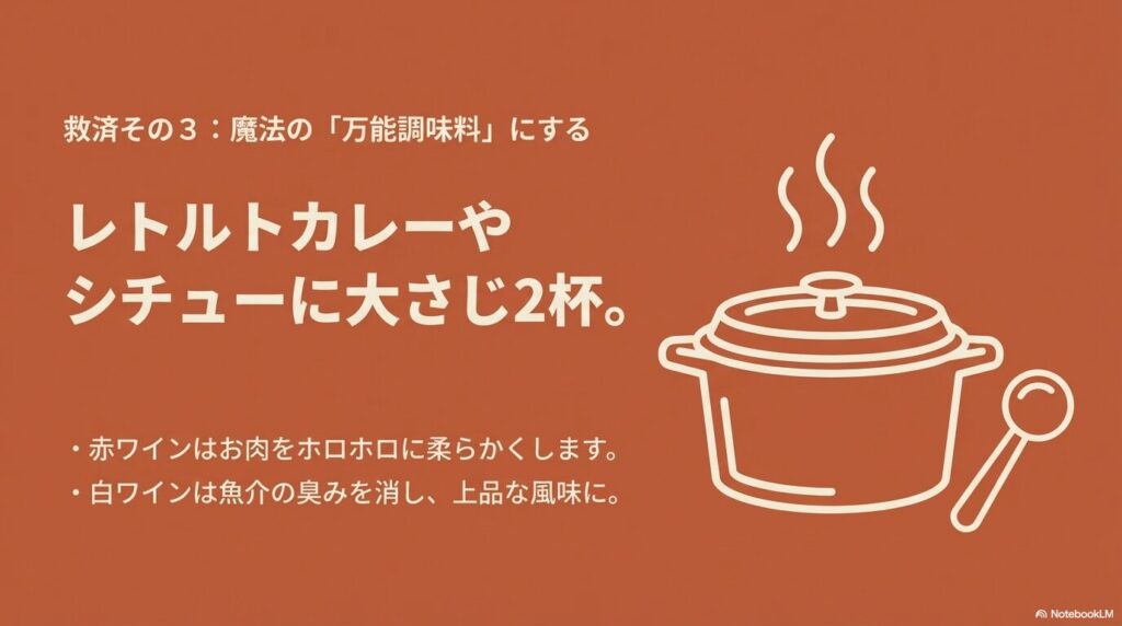 まずいワインはカレーやシチューの万能調味料として活用