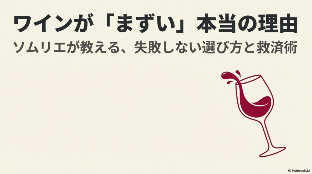 ワインがまずい本当の理由とソムリエが教える救済術