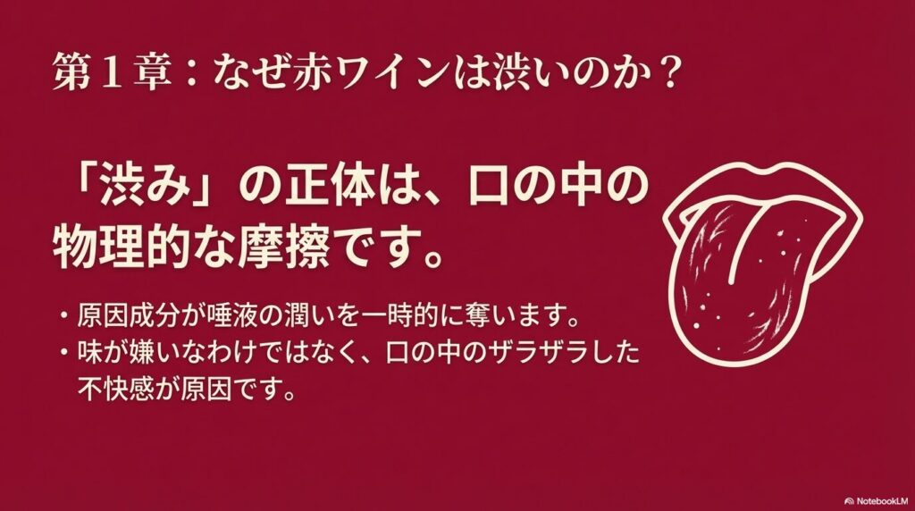 赤ワインの渋みの正体は口の中の物理的な摩擦