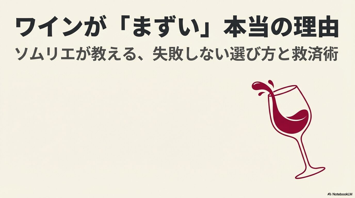 ワインがまずい本当の理由とソムリエが教える救済術
