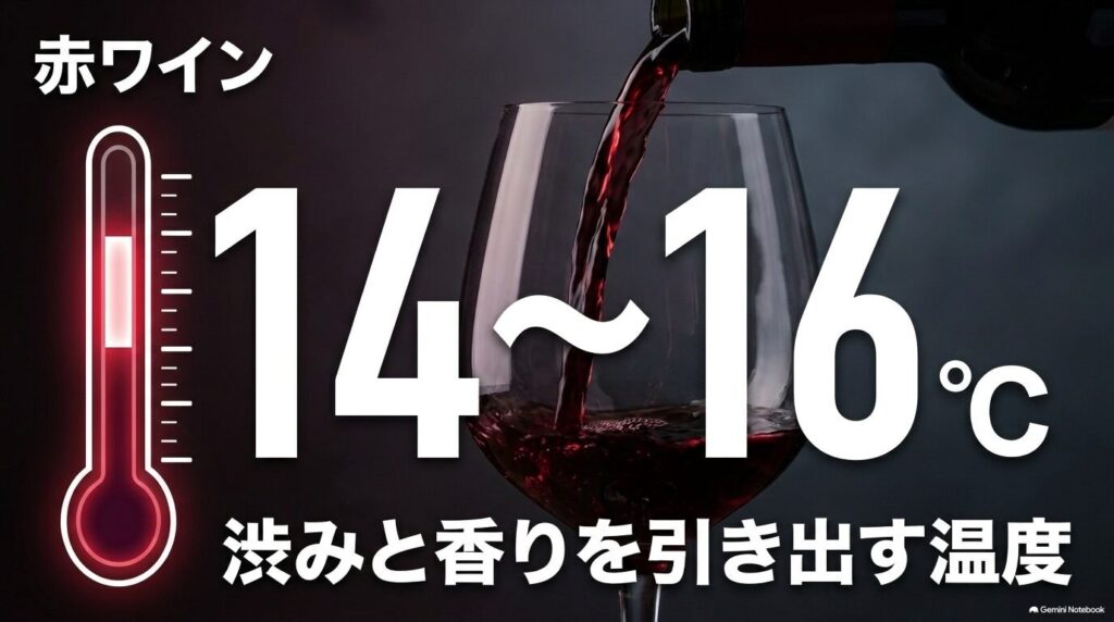 渋みと香りを引き出す赤ワインの適温(14〜16度)