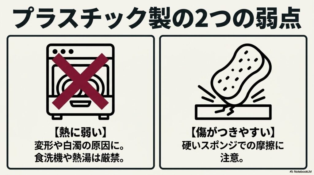 熱に弱く傷がつきやすいというプラスチック製ワイングラスの2つの弱点