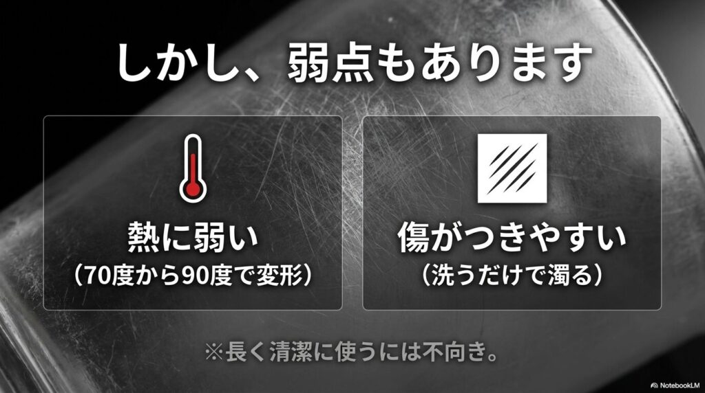 プラスチック製ワイングラスの熱や傷への弱点
