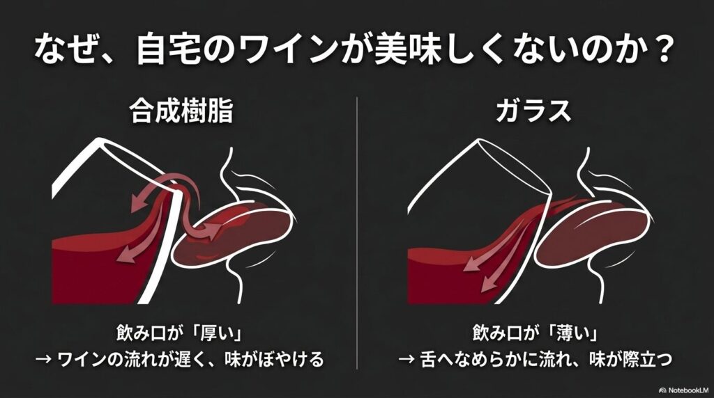 ワイングラスの飲み口の厚さとワインの味わいの違い