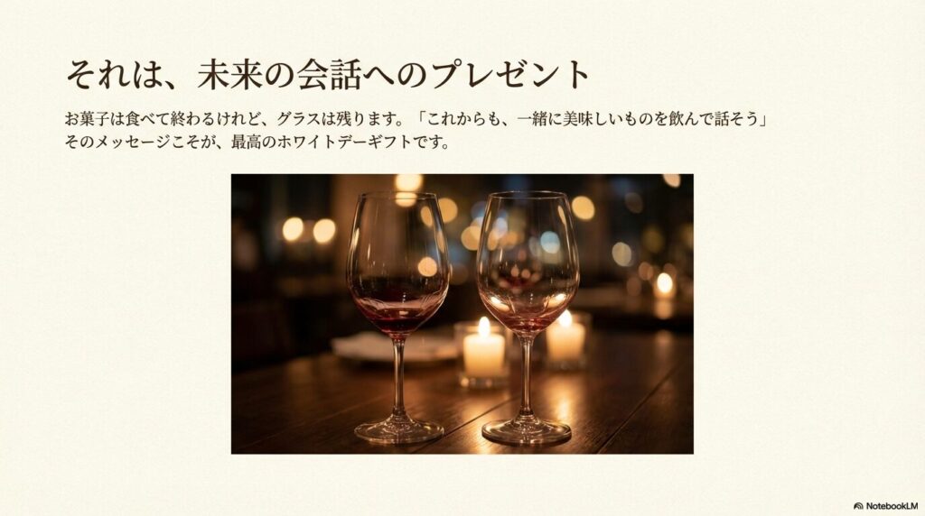 これからも一緒に美味しいものを飲んで話そうというメッセージこそが最高のホワイトデーギフト