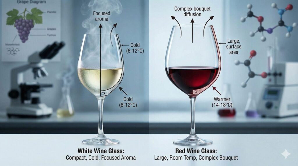 白ワインと赤ワインのグラスの違いを徹底解剖