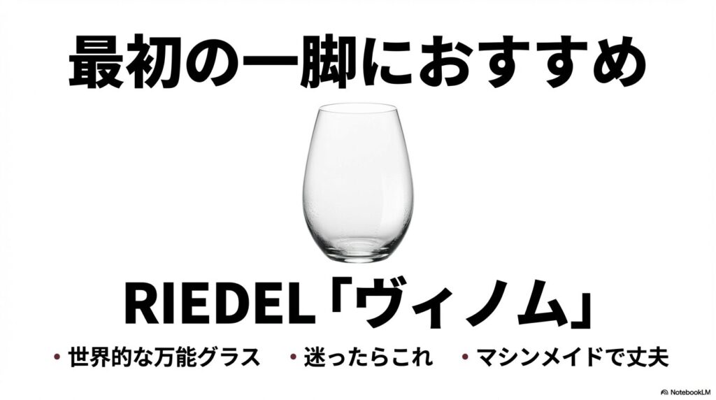 最初の1脚としておすすめのリーデル「ヴィノム」シリーズの万能型グラスの画像