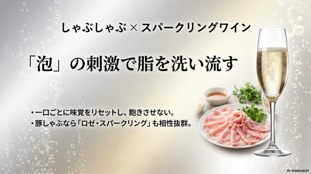 しゃぶしゃぶとスパークリングワインの洗浄効果と相性解説