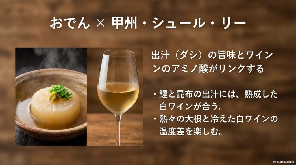おでんの出汁と白ワイン（甲州シュール・リー）の相性解説