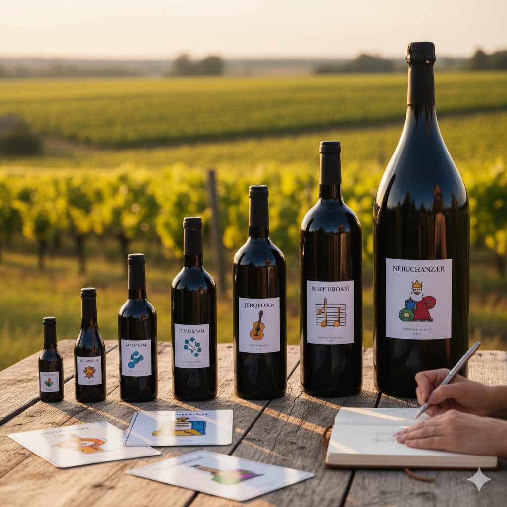 ワインのボトルサイズによる名前の覚え方